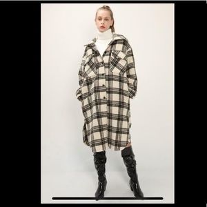 Storets Lennon Oversized Plaid Shacket Shirt Jacket Coat S/M